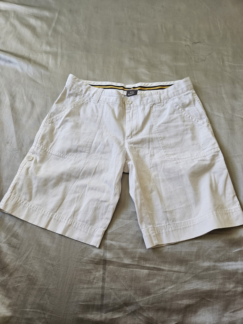 Nike Women’s White Athletic Shorts with Subtle Logo 100%Cotton